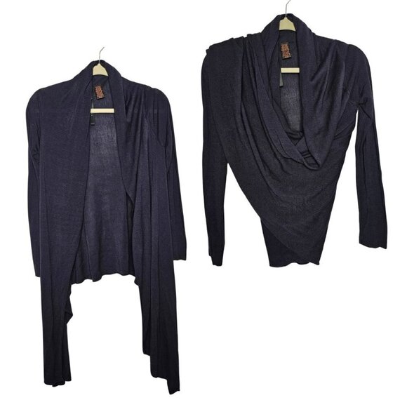 Renee C. Women's Navy Long sleeve Sweater Wrap, Size S-M - Picture 8 of 14